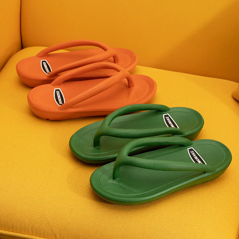 

black platform sandals casual flip flops couple house slippers candy color women shoes Korean version