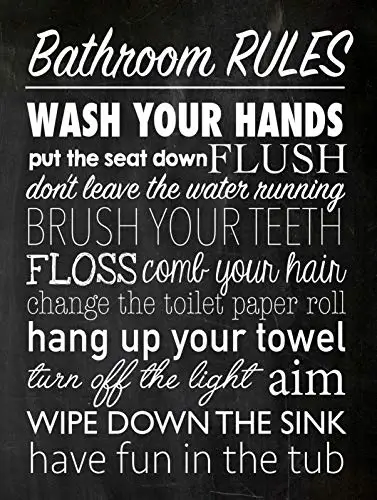 

Bathroom Rules 8x12 Inch Garage Wall Decor Metal Tin Sign