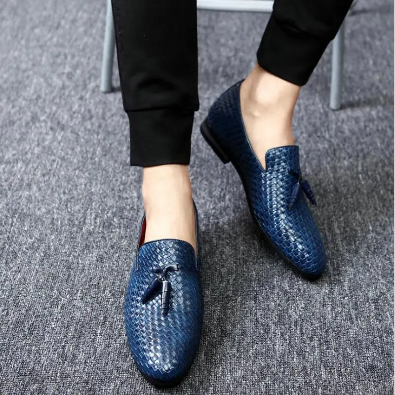

Men Fashion Loafer Driving Lazy Shoes party Dress Male Casual Pointed Toe Flat Breathable party Dress Woven Shoes 48 A51-40