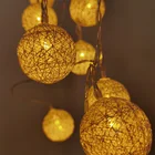 Гирлянда с хлопковыми шариками, Рождественская сказочная декоративная лента для свадьбы, рождевечерние, дома, улицы, подвесное украшение, 2 м, 10 светодиодов