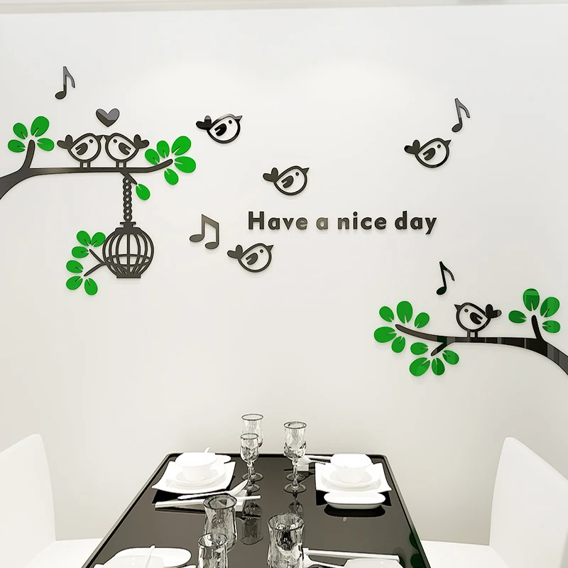 Пение птицы 3D акриловые наклейки на стену с деревом домашний ТВ фон настенные