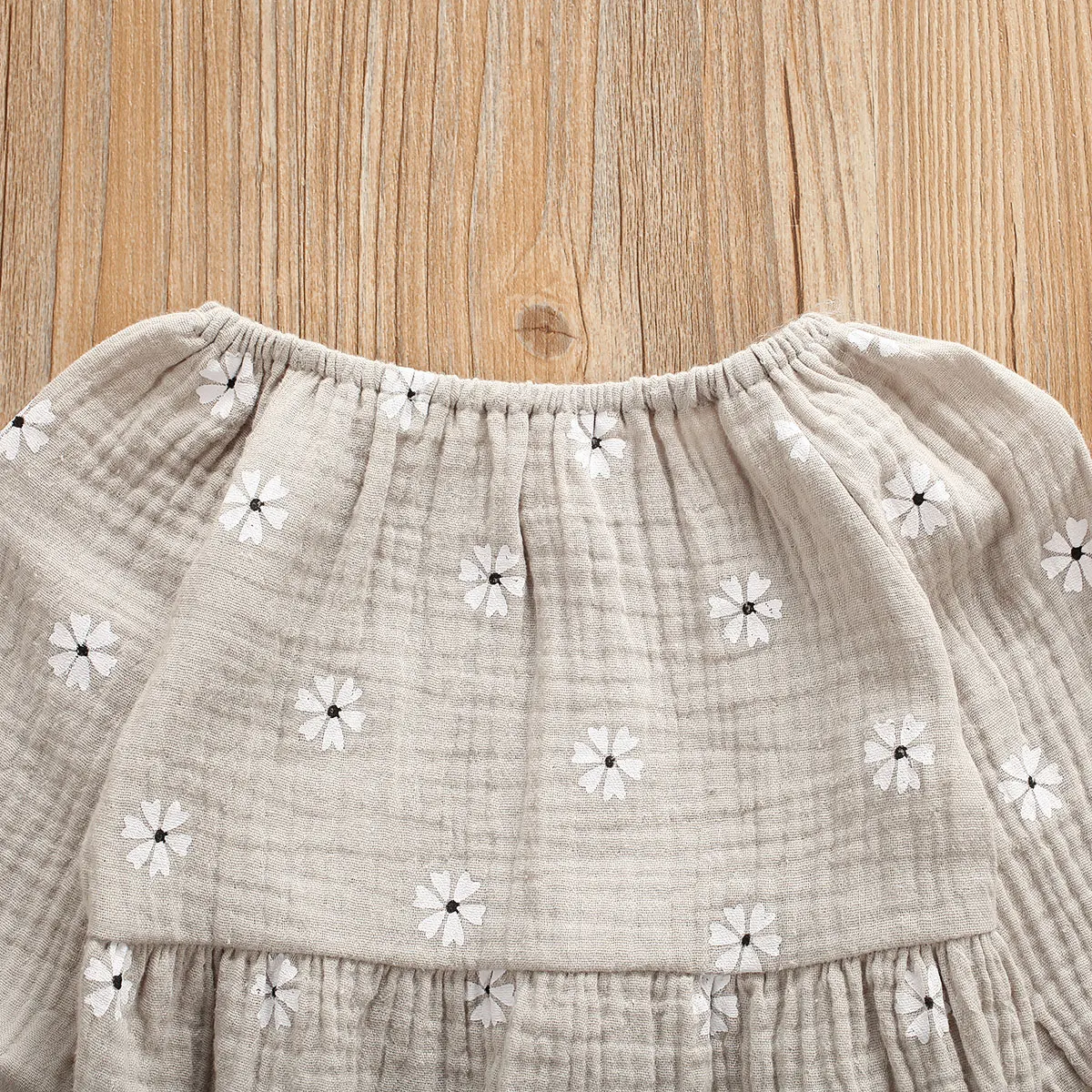 Хлопковый льняной комбинезон с цветочным принтом для новорожденных одежда