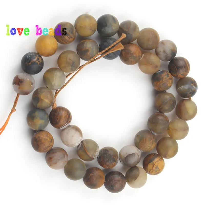 Natural Yellow Pietersit Stone Beads Dull Polish Matte Gems Round Bead for jewelry Making DIY Bracelet Necklace 15''Strand |