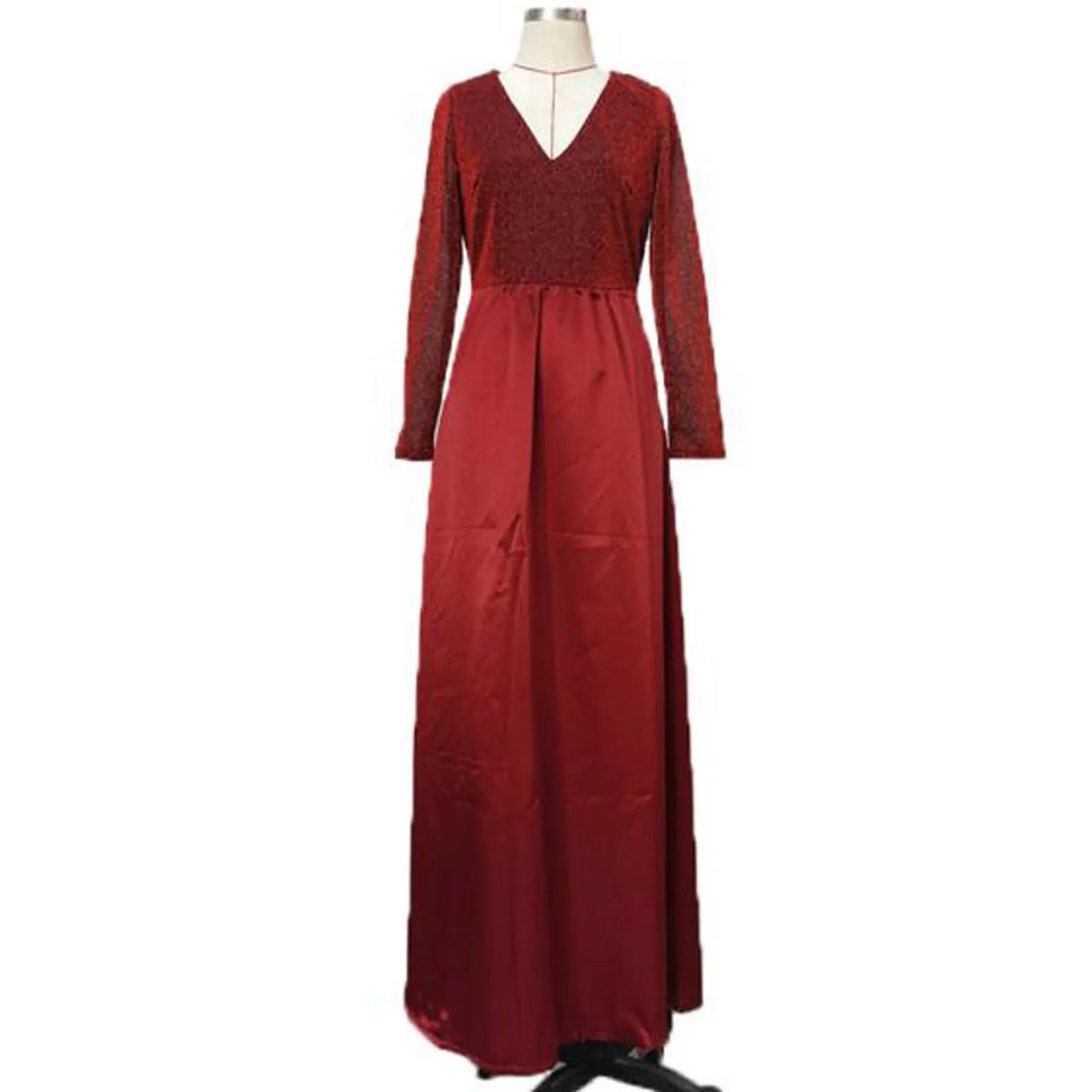 

Women's Party Dress Long Sleeve Dress Solid Sequin Temperament Banquet Host Elegant Sexy V-neck A-line Dresses vestidos