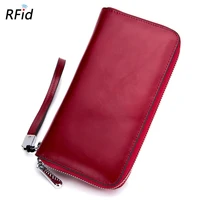 brand new large capacity leather wallets women men hand bags zipper organ cards holder rfid wallet long purse money pouch unisex
