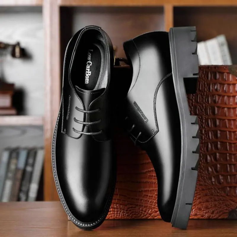 Мужские классические туфли-Броги из лакированной кожи на толстой подошве | Обувь