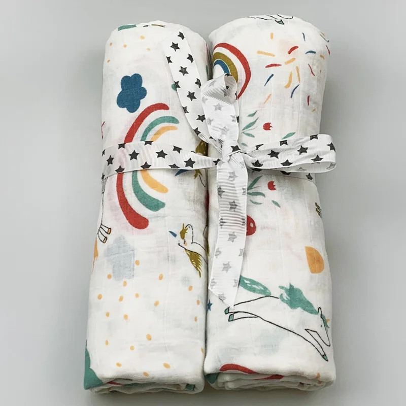 2pcs/set Newborn Baby Blanket Cotton Blanket Cartoon Pattern Multi-use Infant Stroller Cover Towel Baby Muslin Swaddle Wrap - Цвет: 8