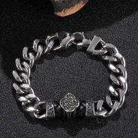vintage men bracelet 12mm wide stainless steel curb cuban link chain woven leather bangle wrist jewelry for husband gift gs0132