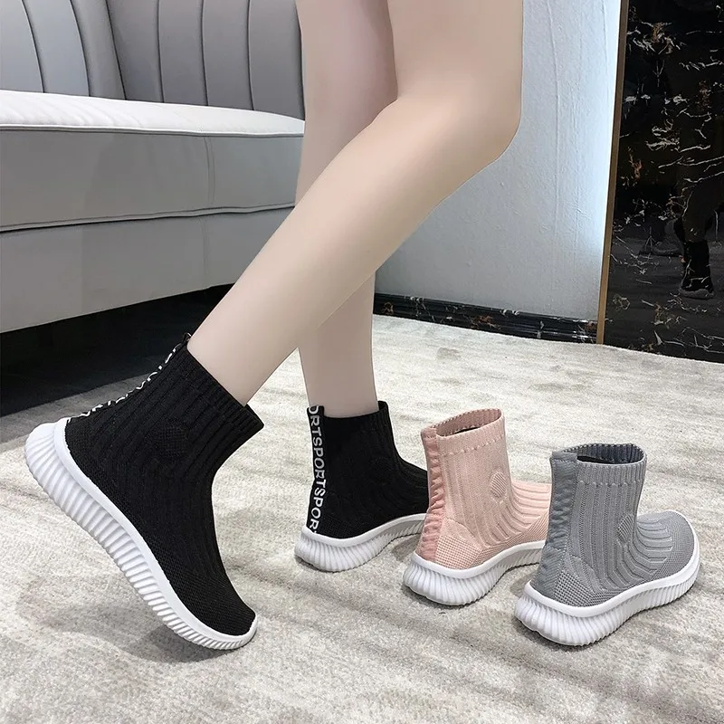 Luxury Brand 2022 New Stretch Fabric Socks Boots Women Women's Shoes Breathable Knitted High-top Sports Hip-hop Shoes Woman