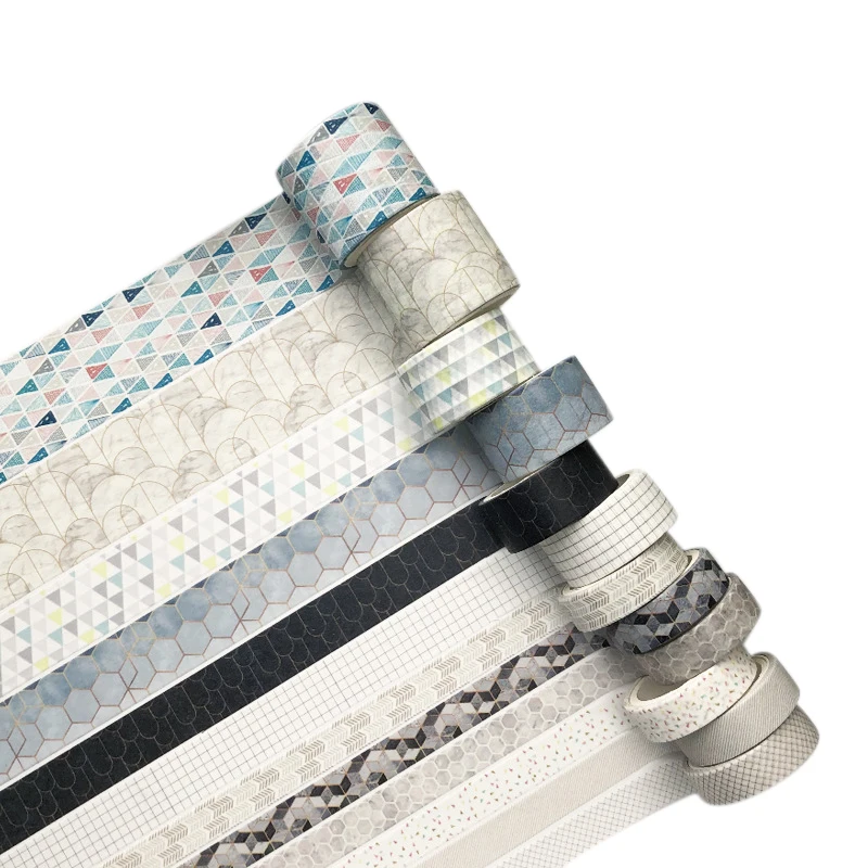 

12 рулонов, Маскировочная лента с геометрическим рисунком, декоративная клейкая лента, наклейка для скрапбукинга, дневника, канцелярские пр...