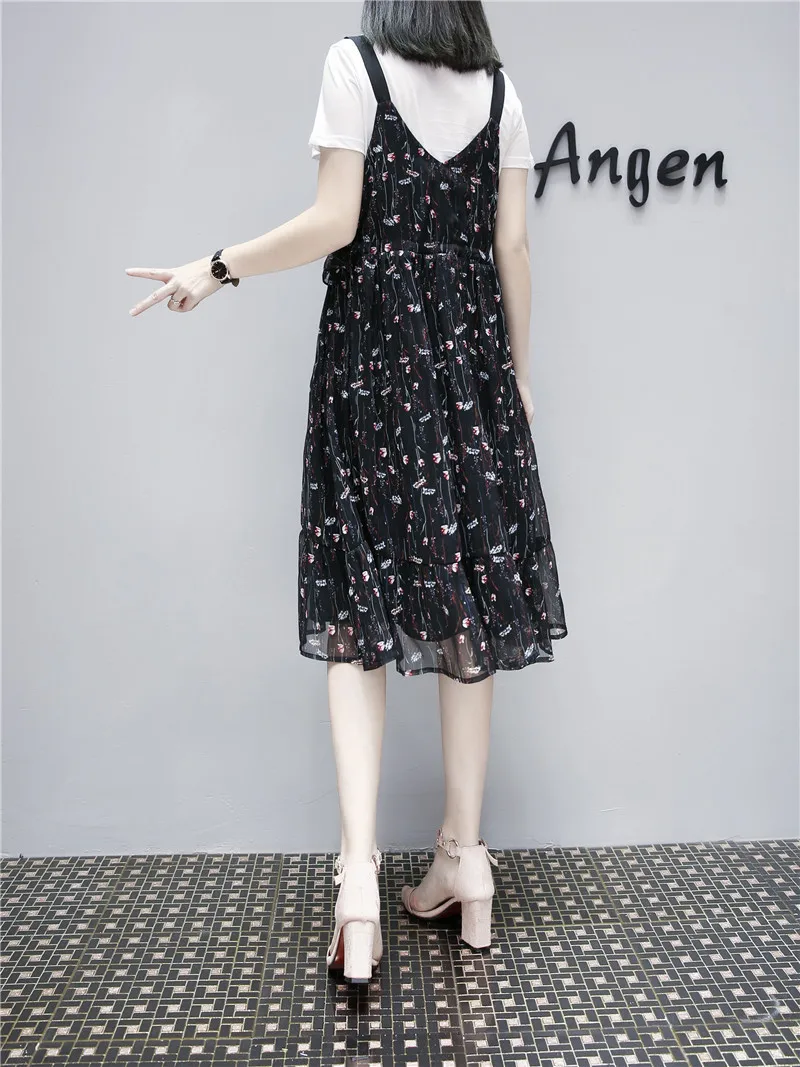 

Houthion Bohemian Women's Dresses Printed Short Sleeve Midi Dress Fashion Casual New Korean Summer V-Neck Knee-Length
