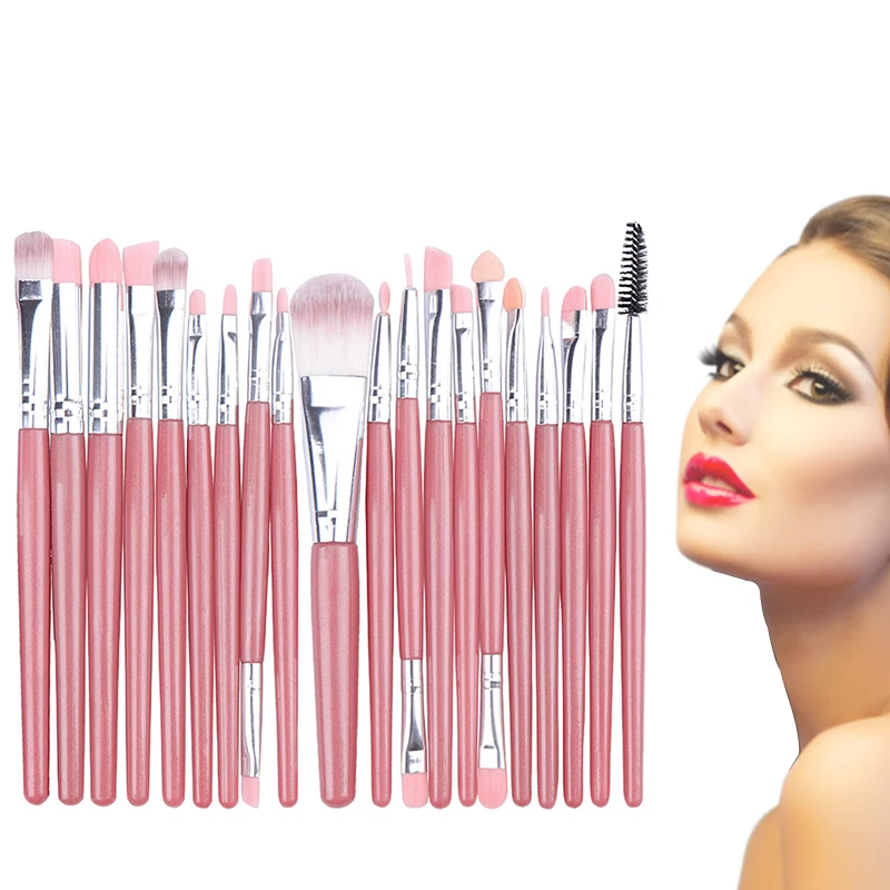 

Professional Makeup Brush Sets 20pcs Cosmetic Brushes Natural Hair Foundation Powder Blush Eye Shadow Lip Blend Make Up Tool Kit