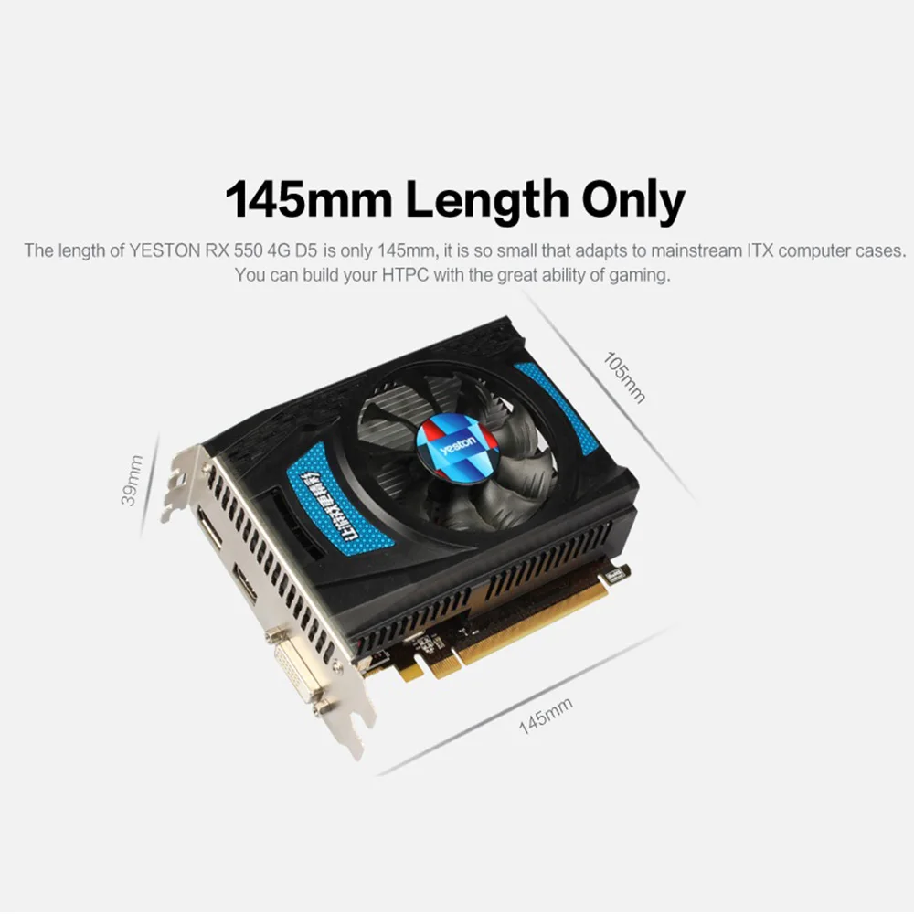 Видеокарта Yeston Radeon RX 550 GPU 4 ГБ GDDR5 3 0 бит для игрового настольного ПК видеокарты с
