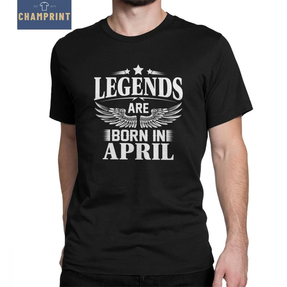Legends Are Born In April Винтажная футболка на день рождения Юбилейная с коротким рукавом