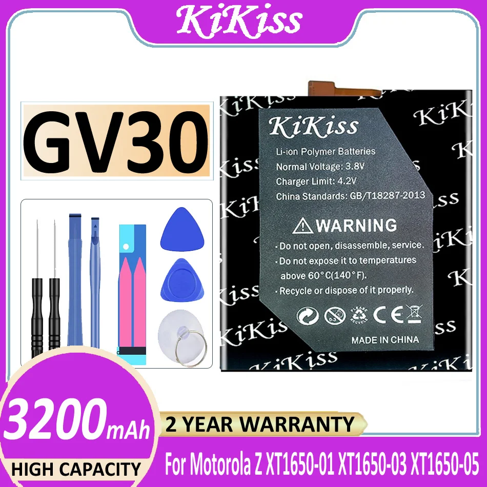 

Original KiKiss Battery GV30 GV40 3500mAh 3200mAh For Motorola Moto Z DroidForce XT1650-02 XT1650-01 XT1650-03 XT1650-05 Bateria