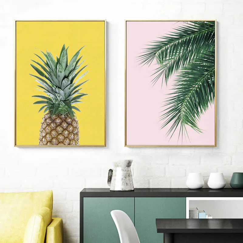

Tropical Plant Posters and Prints Pineapple Wall Art Kitchen Pictures for Living Room Leaf Canvas Art Cuadros Decoracion Salon