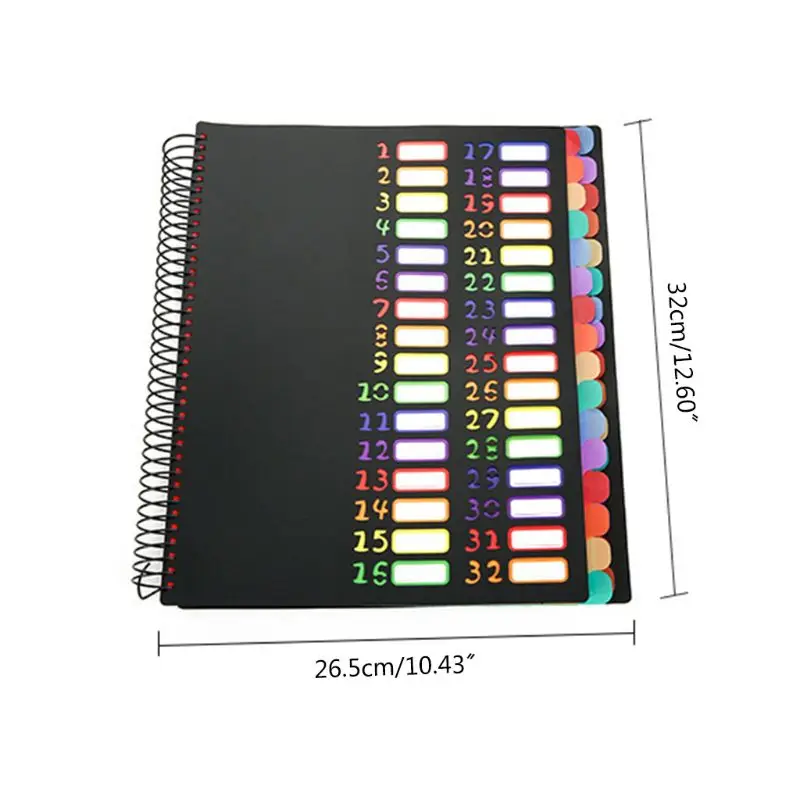 

1 Pc Rainbow 32 Page Classification File Folder Storage Document Bag Portfolio Office