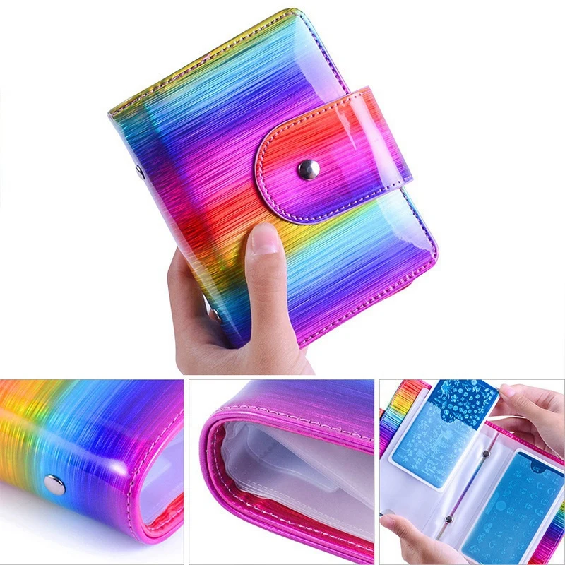 

20 Slots Nail Art Stamping Image Plate Case Nail Art Plate Organizer Holder Bag 14.5x11.5 cm