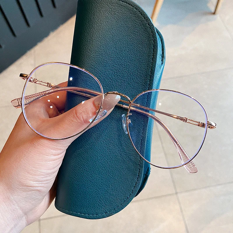 

VWKTUUN Blue Light Blocking Glasses Round Eyeglasses Women Optical Glasses Oversized Anti Blue Light Myopia Glasses Frame