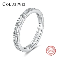colusiwei vintage design 925 sterling silver clear cz geometric shape ring for women stackable finger ring fashion fine jeweley