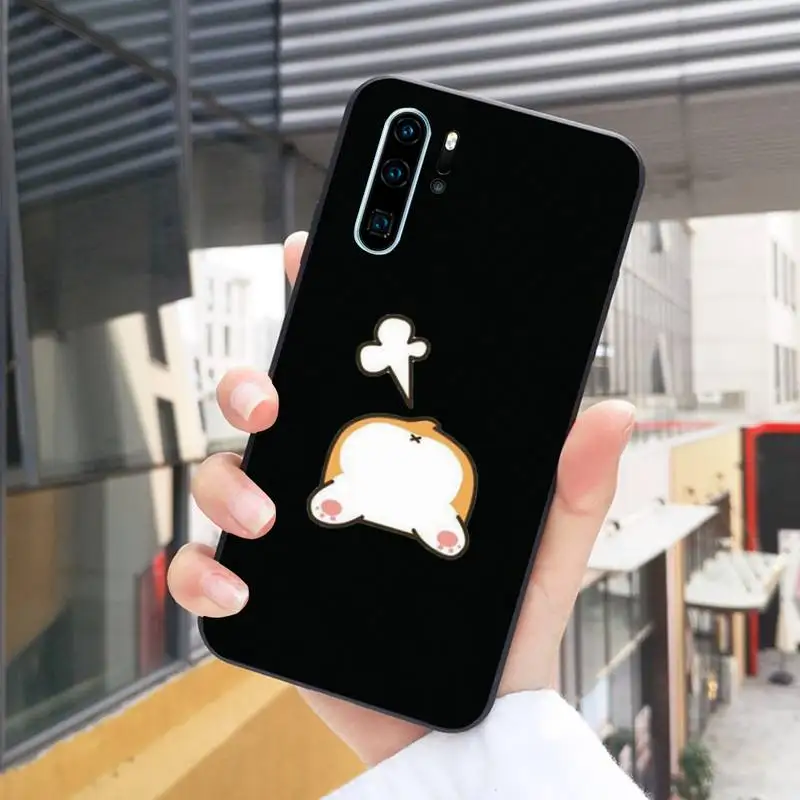 

Cute Corgi Butt Animal Puppy Phone Case Black For Huawei P10/20/30/40/20Pro/30Pro/30Lite/40Pro NOVA3/3E/3i/7SE Cases
