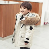 2022 new childrens down jacket boys mid length thick white duck down baby coat winter clothes
