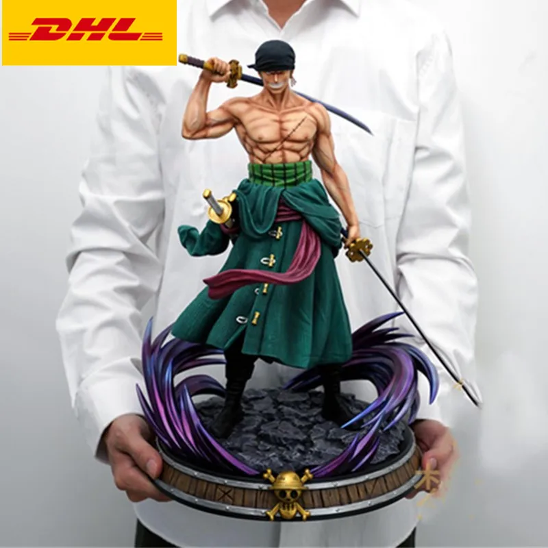 

15" One Piece Statue Roronoa Zoro Bust Three Pole Flow Full-Length Portrait 1/5 Scale Original GK Action Figure Toy 39CM X2184
