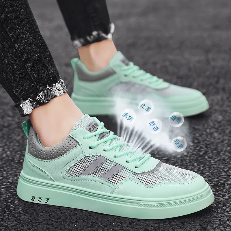 

2021 summer new shoes men's trend casual flat bottom low-top sneakers youth breathable mesh tide shoes Korean version