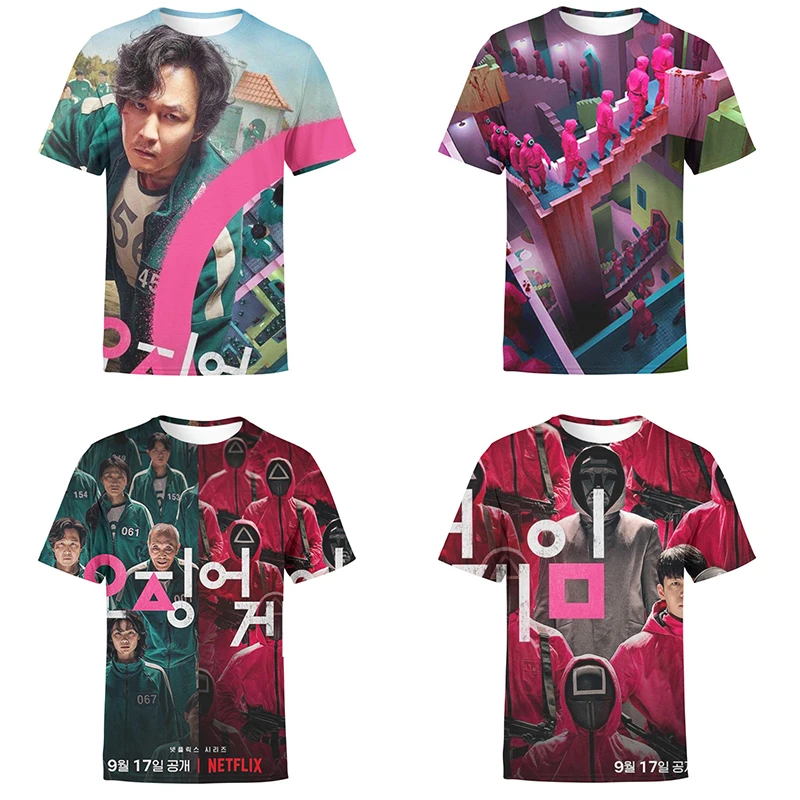 

Korean Teleplay Squid Game T-shirt Men Women Fashion Casual Cool Short Sleeved Oversized T Shirt Harajuku Streetwear Tee Tops