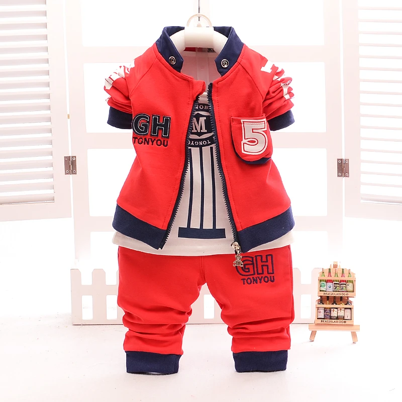 Boys Clothing Sets Spring Autumn Children Casual Cotton Long Sleeve 3pcs Coat+t-shirt+pants Tracksuits For Kids Sports Suit |