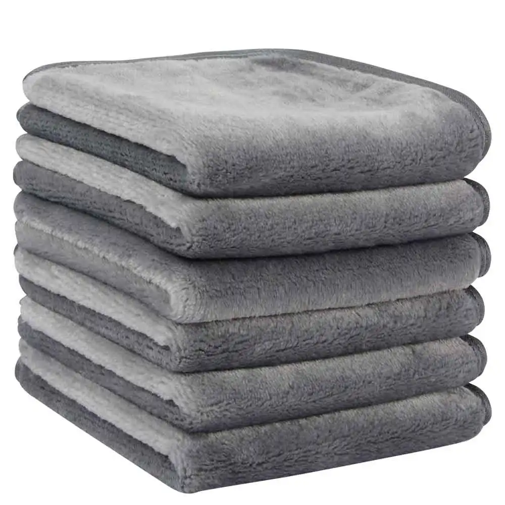 SUNLAND Makeup Remover Cloth Reusable Facial Cleansing Towel Microfiber Face Cloths Chemical-free Washcloth 10inX10in 6 Pack - Цвет: grey