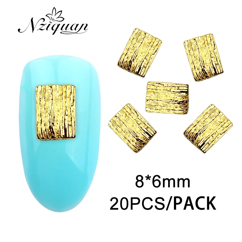 

NZIQUAN 20 шт квадратные четыре цвета наклейки для украшения ногтей ультра-тонкие украшения для ногтей из сплава для дизайна ногтей дамское иск...