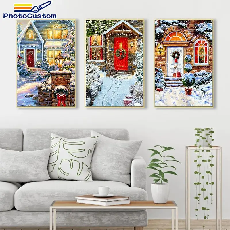 

PhotoCustom DIY HandPainted Oil Painting By Numbers Landscape Picture Home Decor Unique Gift Acylic 40x50cm Christmas