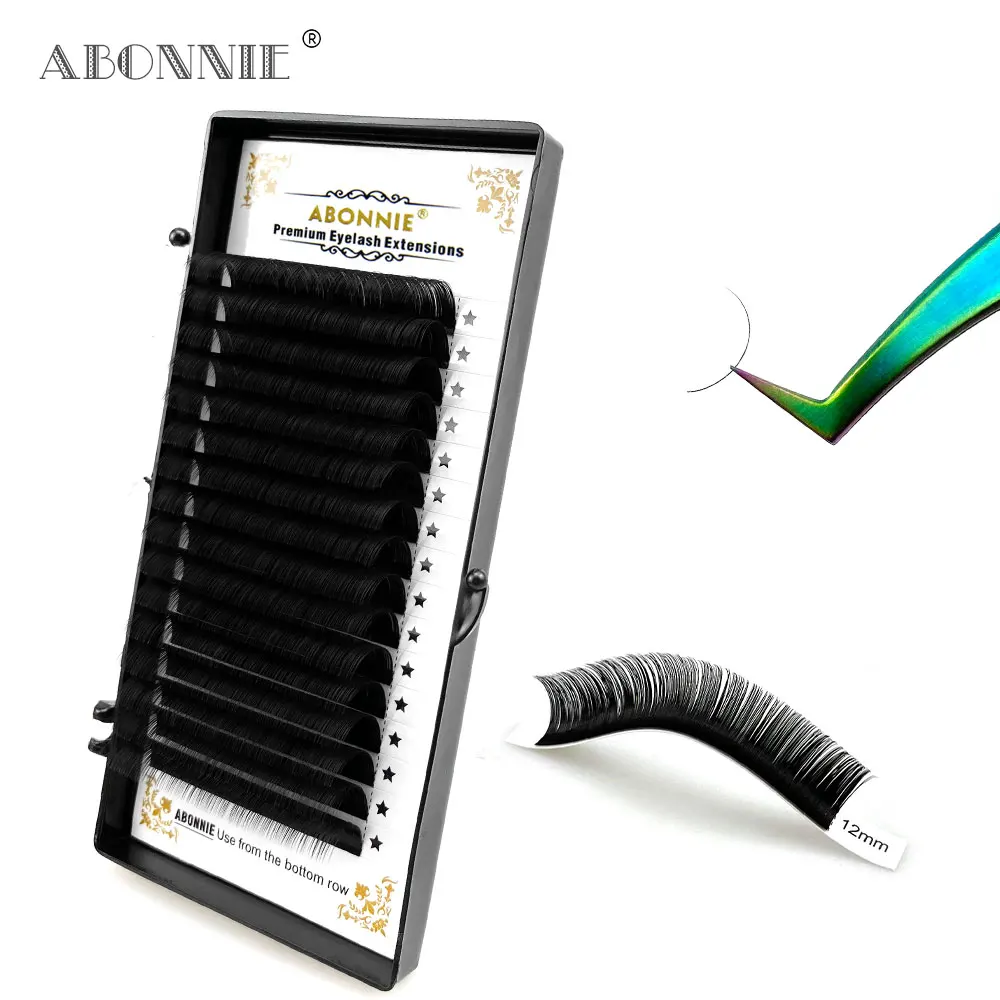 

Abonnie 16lines Classic C/D Curl Individual Eyelash Extension Private Label Custom Volume Cashmere Lashes Tray