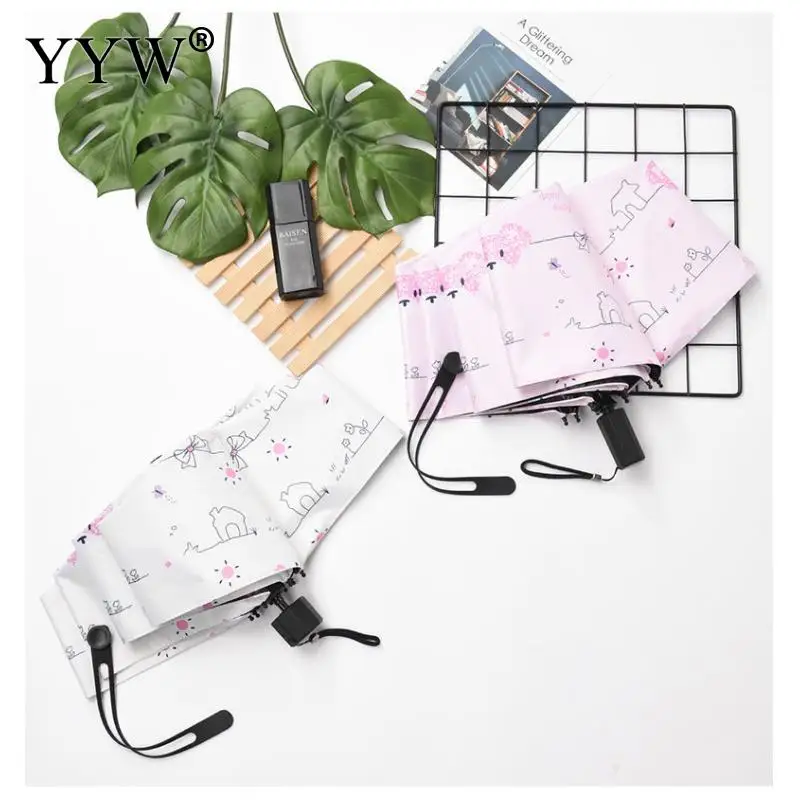 Складной солнечный мини Зонт женский Карманный виниловый зонт Анти УФ Зонты от