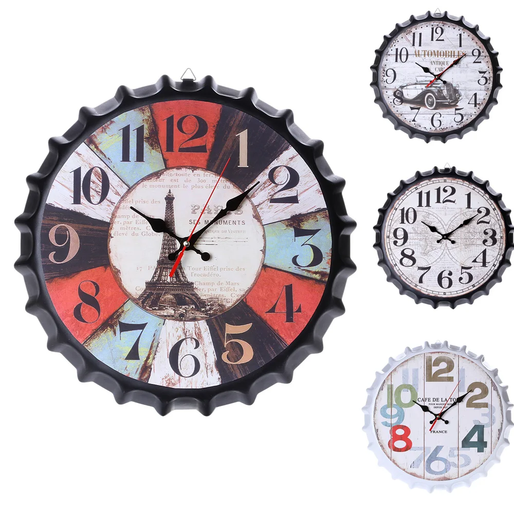 Металлические оловянные настенные часы креативные ретро-винтажные крышки