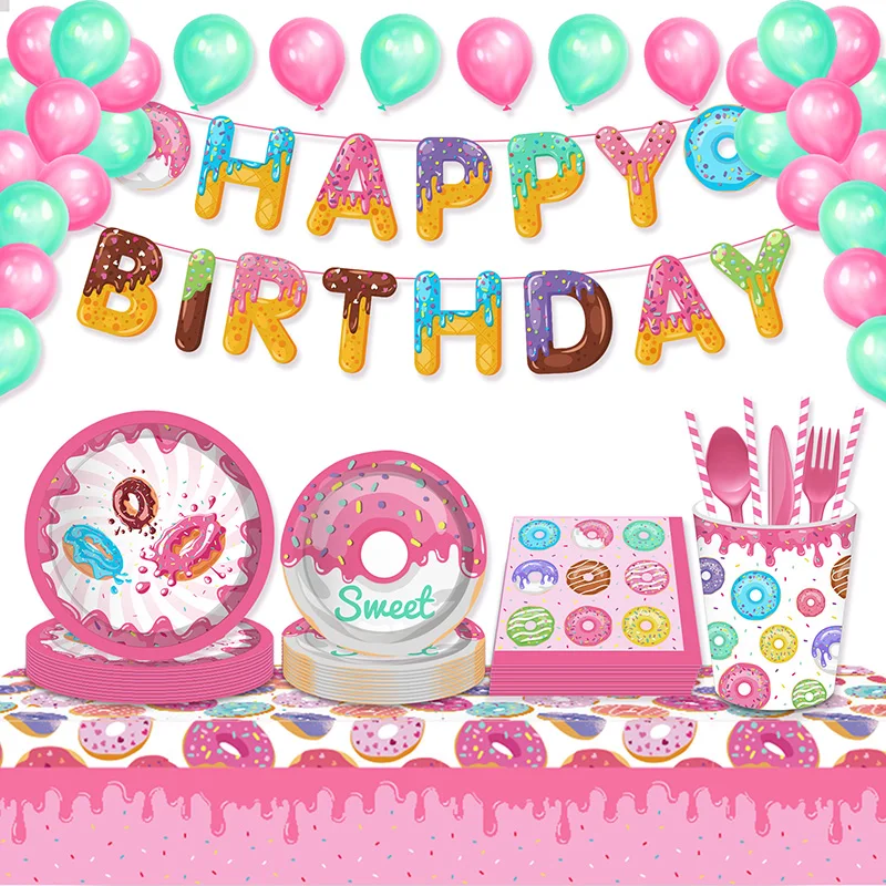 Прекрасные пончики тарелки для вечерние салфетки десерт тарелка на день