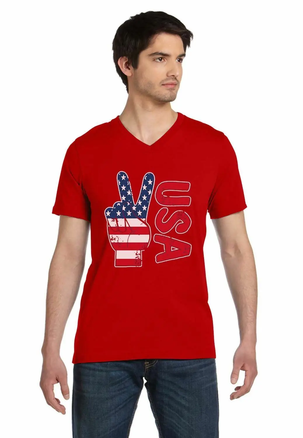 Крутая футболка с v-образным вырезом и флагом США День Независимости 4 июля |