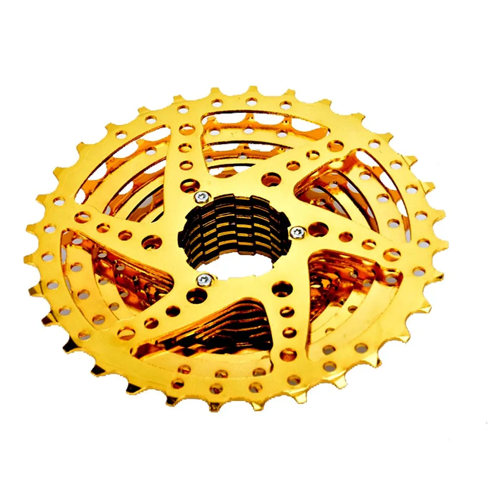 Mountain bike flywheel 9s 32t gold 11-32T golden steel save effort 9 speed sprocket bicycle parts | Спорт и развлечения