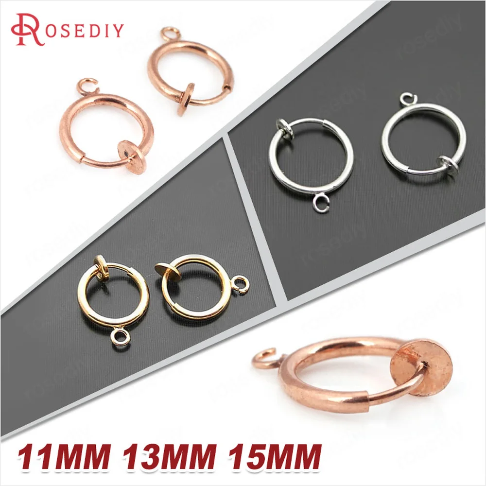 

Wholesale Diameter 13mm Gold color Copper Spring Clip Earrings with a Hanging Hole Diy Jewelry Findings 10 pieces(JM5117)