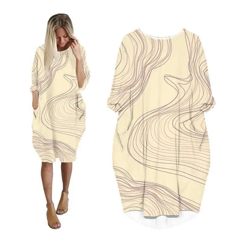 

midi dress shirt woman abstract 3d print fashion harajuku long sleeve casual loose womens cartoon dresses plus size punk clothes