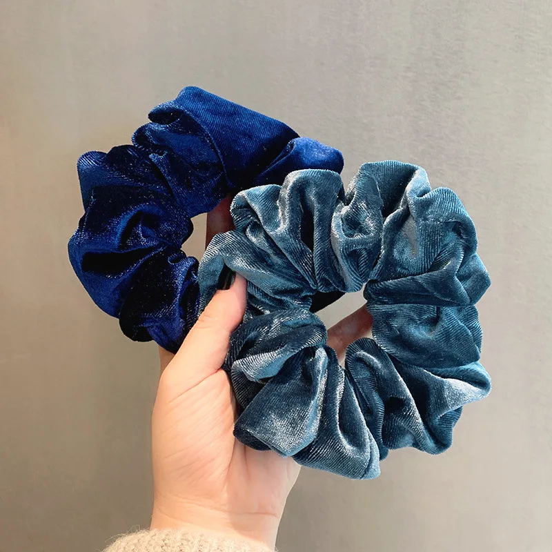 Oversized Velvet Hair Scrunchies for Women Solid Big Scrunchie Hair Rubber Bands Elastic Hair Ties Accessories Ponytail Holder images - 6