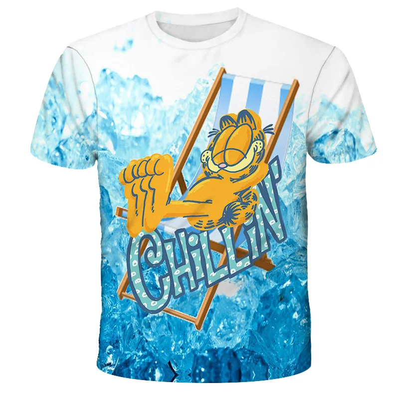 

2021 new summer casual T shirt Kawai Garfield cat print T shirt Korean edition shirt Harajuku short sleeve T shirt
