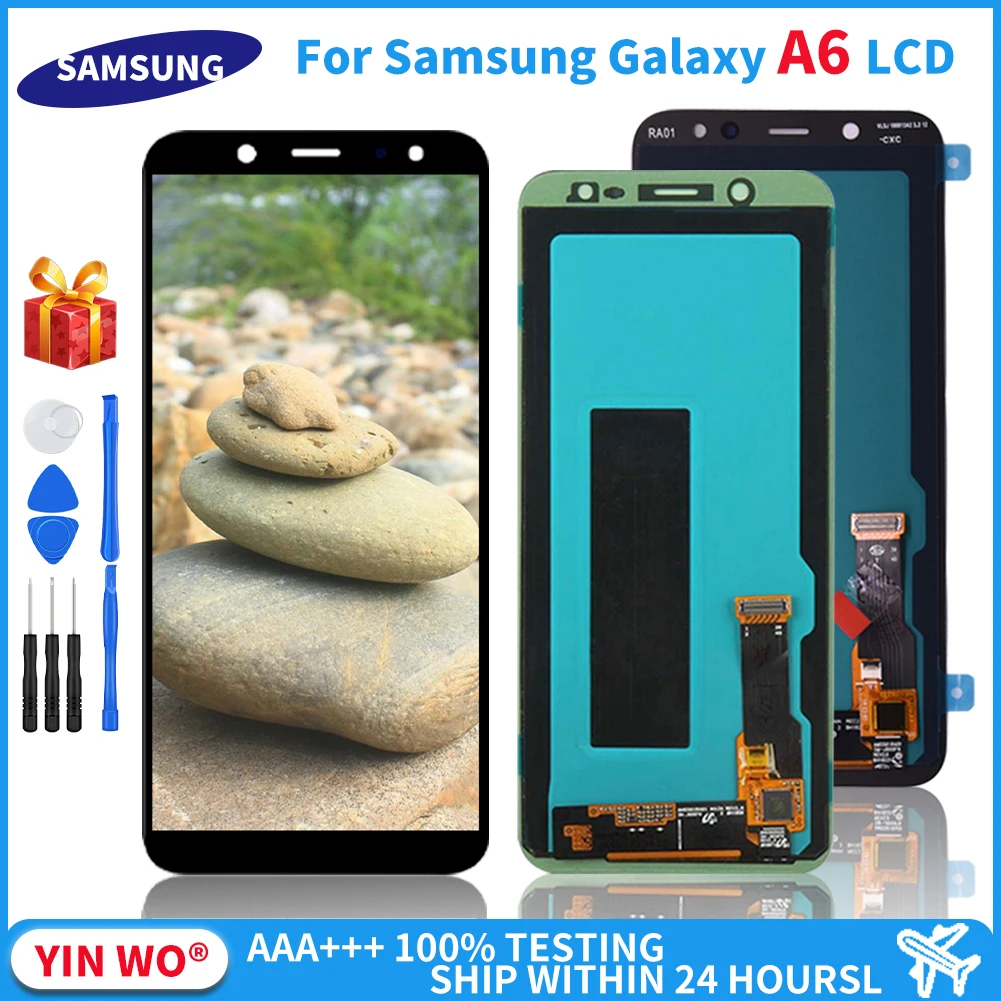 

ЖК-дисплей AMOLED 5,6 дюйма для SAMSUNG Galaxy A6 2018 A600, сенсорный экран с дигитайзером в сборе, A600F, A600FN, SM-A600FN/DS