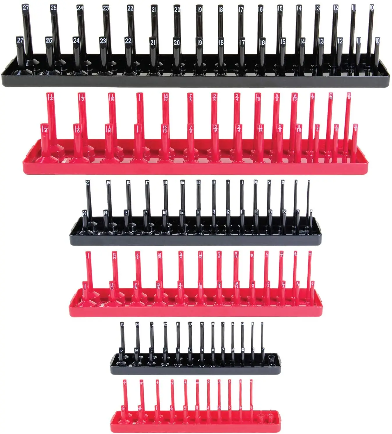 

Socket Organizers - 3 Piece SAE & Metric Tray Socket Holder - Toolbox Organizers and Storage for ¼, ⅜ and ½ Inch Drive Holder