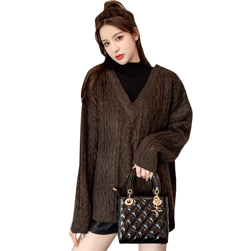 

Make false twinset sweater of female winter new twist languid is lazy wind restoring ancient ways port loose knitting coat