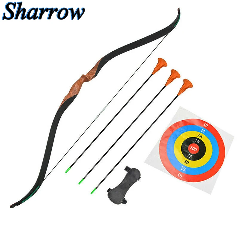 

Youth Recurve Bow Arrow Set Wooden Archery Junior Target Children Kids Gift With arrow and Arm Guard,Target Paper shooting game