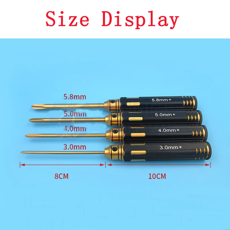 

1pcs 3.0 4.0 5.0 5.8mm Phillips Screwdriver Cross Screw Driver Non-slip Titanium Plating Process Repairing Tool for RC Aircraft