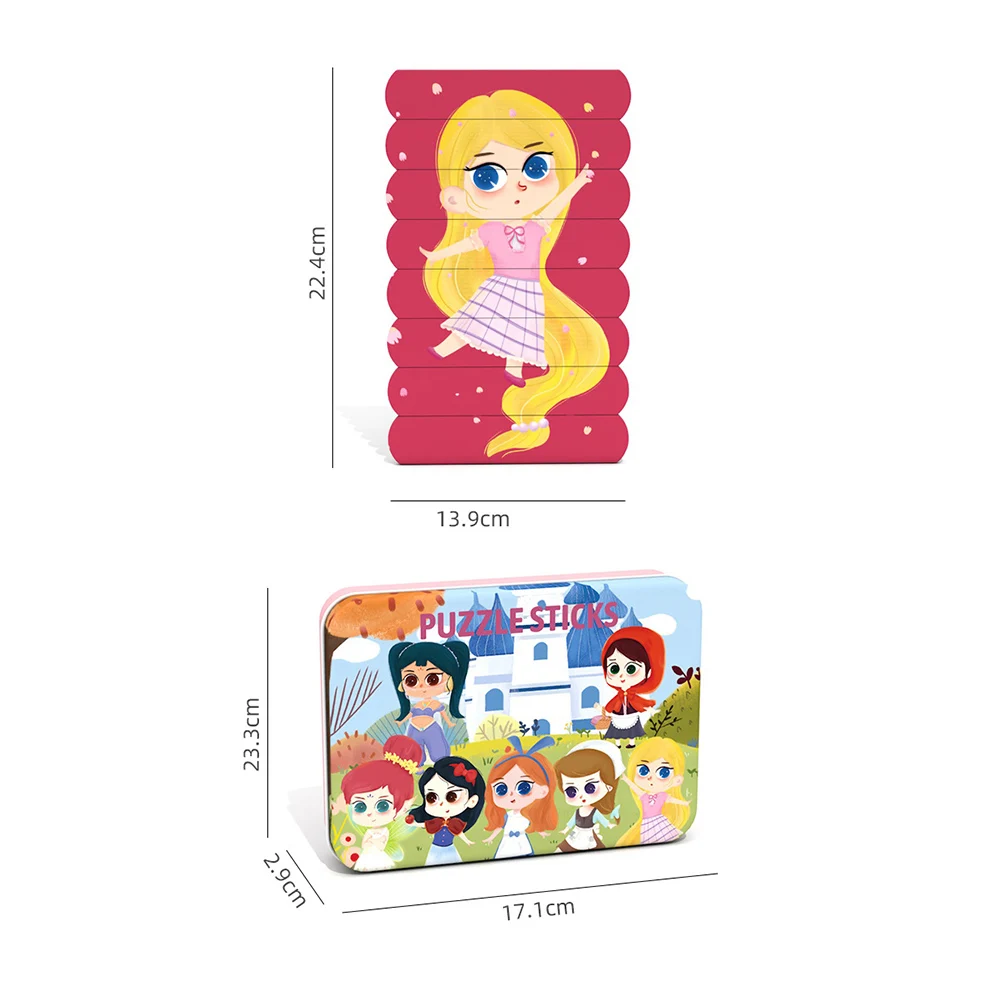 

Baby Cartoon 3D Wooden Cartoon Animal Puzzles Educational Toy Wooden Double-sided Pattern Puzzle Jigsaw Toy for Children Gift