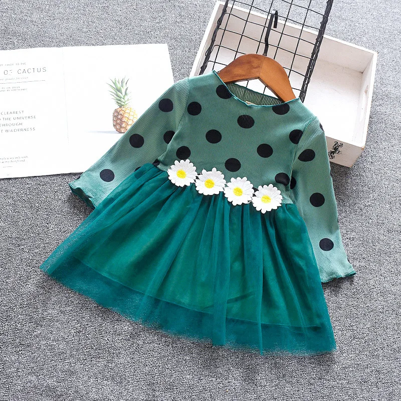 DIIMUU/платье для маленьких девочек детская одежда платья в горошек с длинными